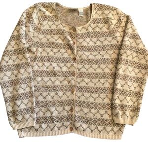 Vintage Classic Elements Fair Isle Cardigan Sweater Made in USA Women’s Small